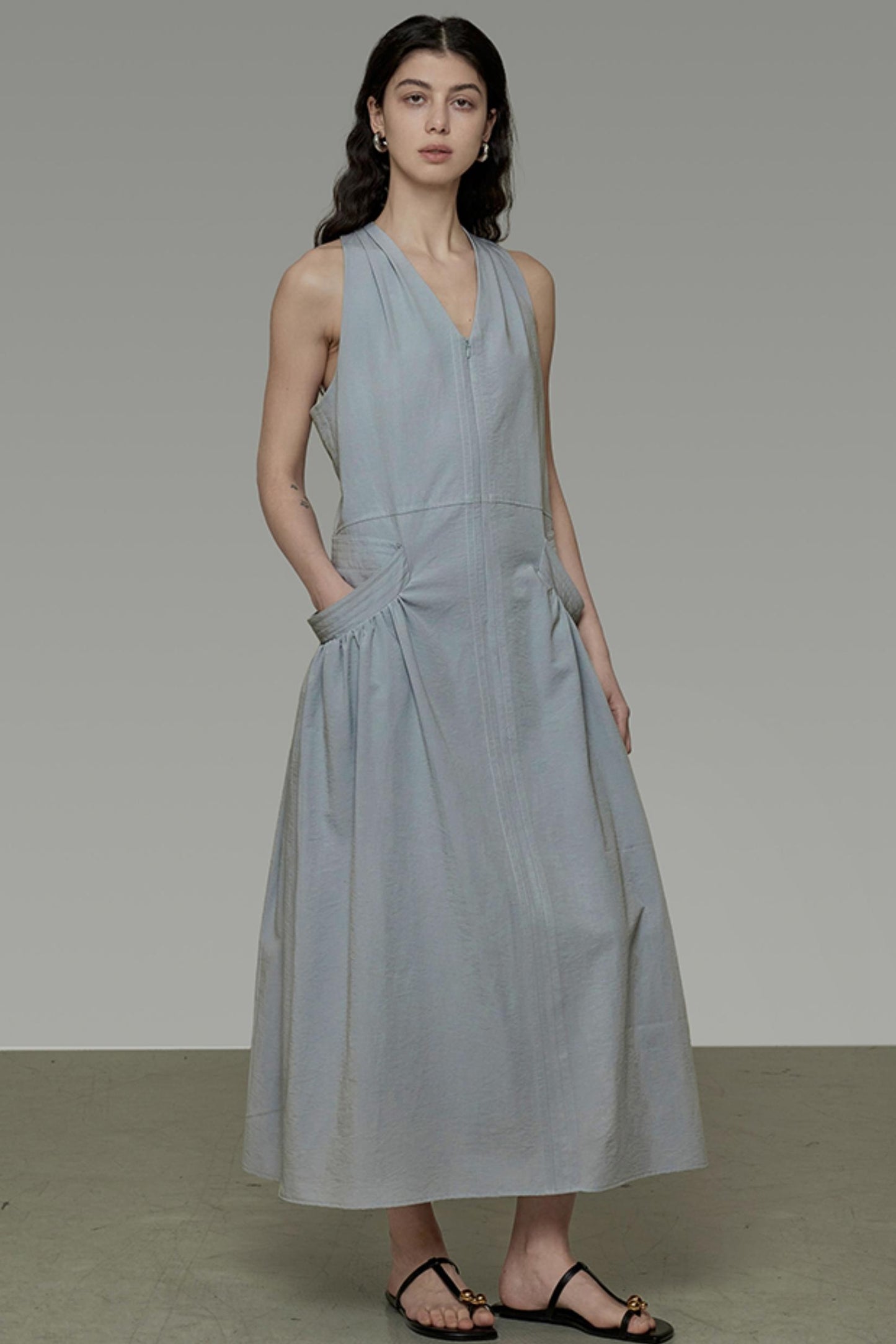 V-Neck Pocket Maxi Dress