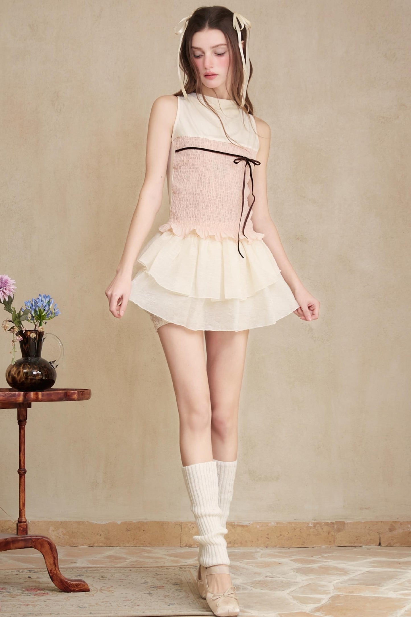 Stylish Apricot Ballet Top Set