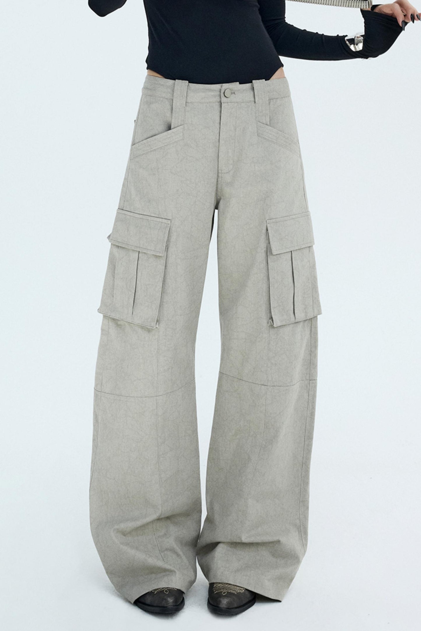 Retro Distressed Glacier Cargo Pants