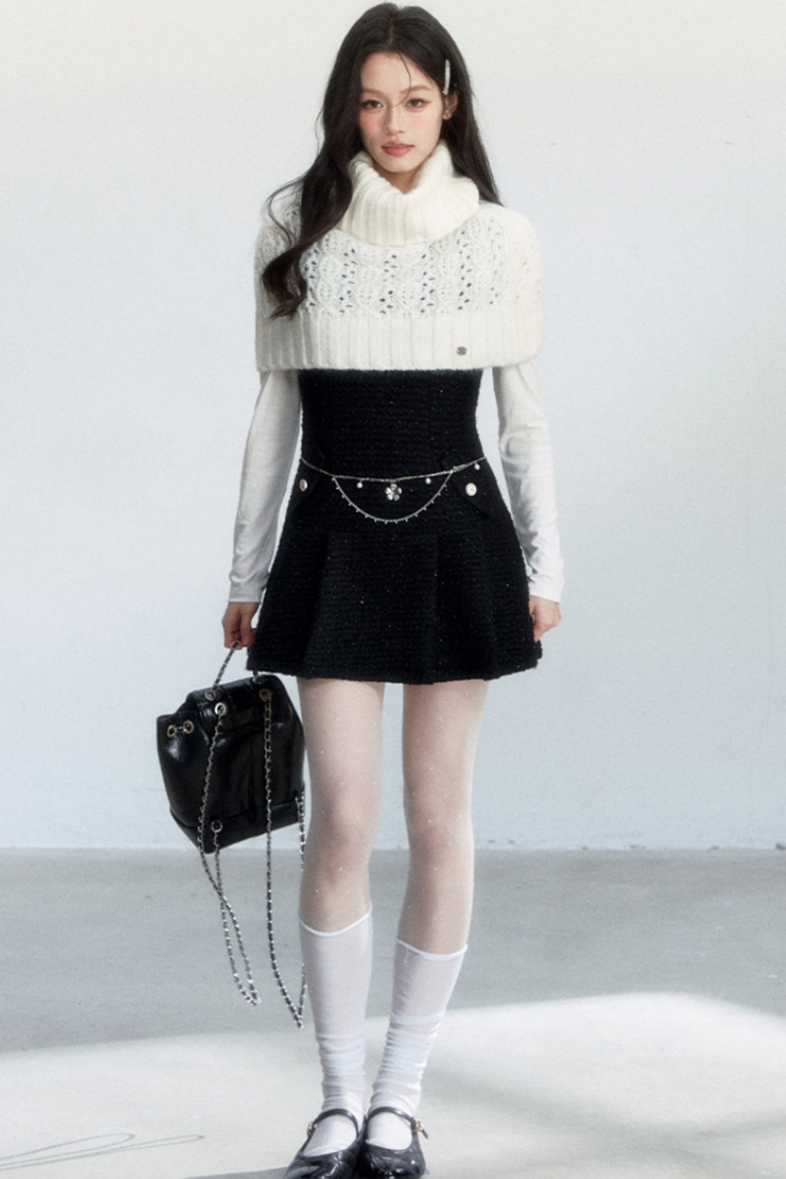 Elegant Tweed Pleated Dress