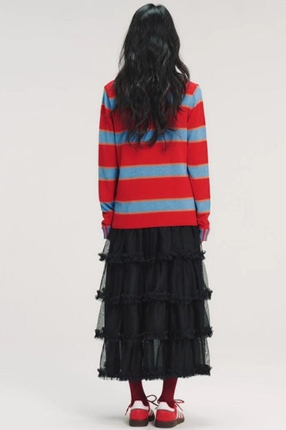 3D Embroidery Ruffled Skirt