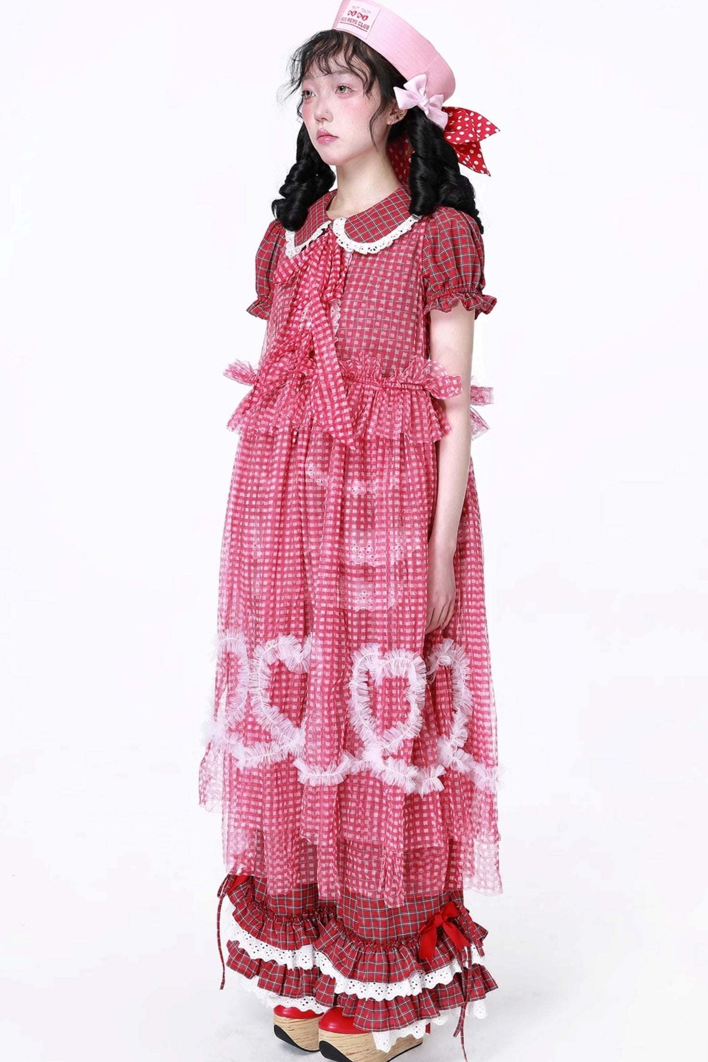 Retro Plaid Mesh Dress