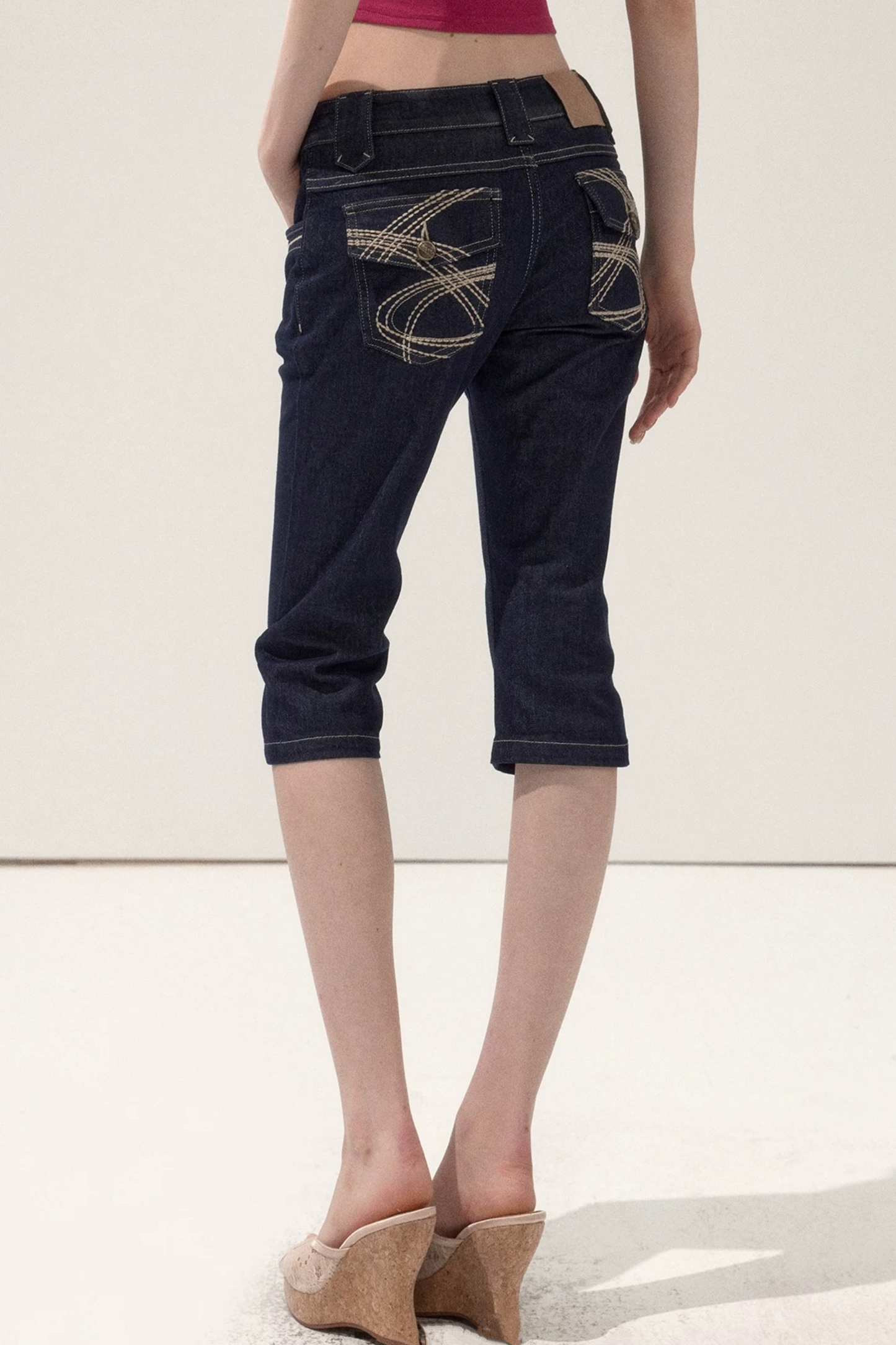 Vintage Stitched Denim Shorts