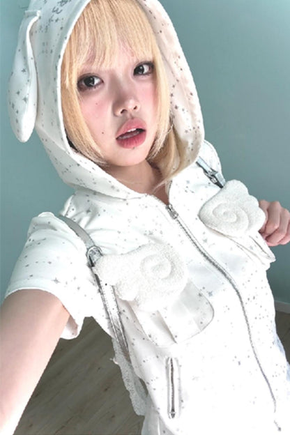 Silver Angel Wing Hoodie Top