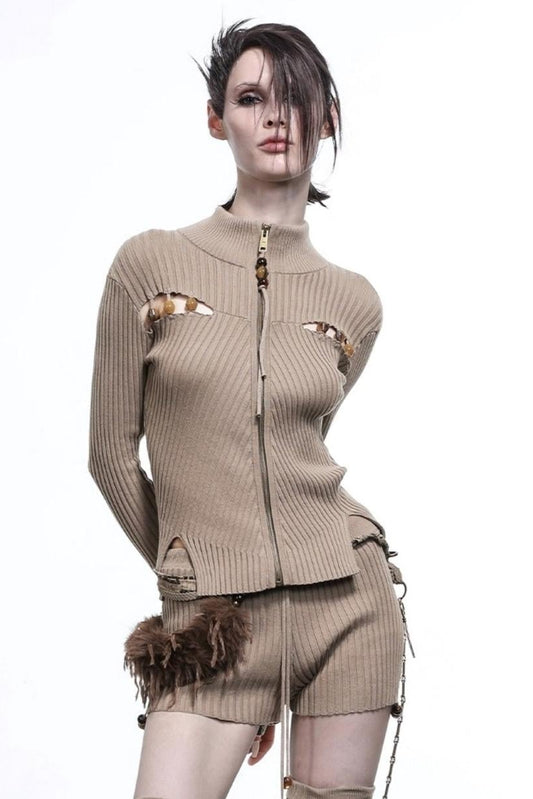 Heart Beaded Sweater Cardigan