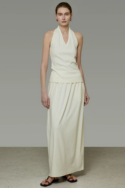 White Halter Backless Top Set-Up