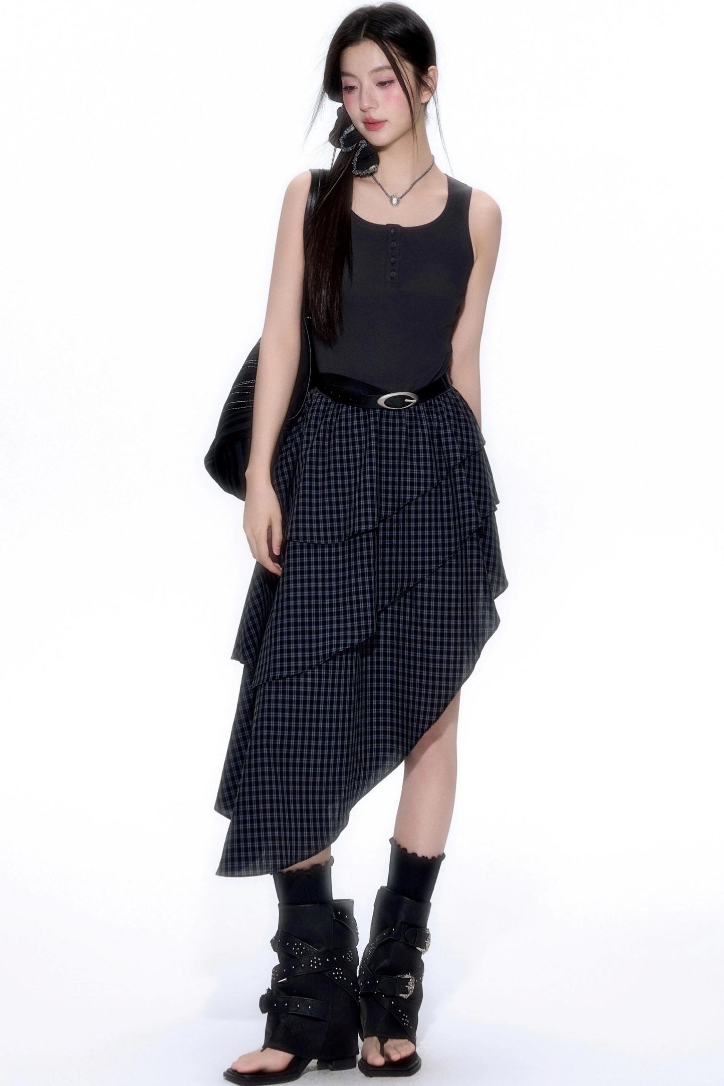 Summer Patchwork Asymmetrical Hem Dress