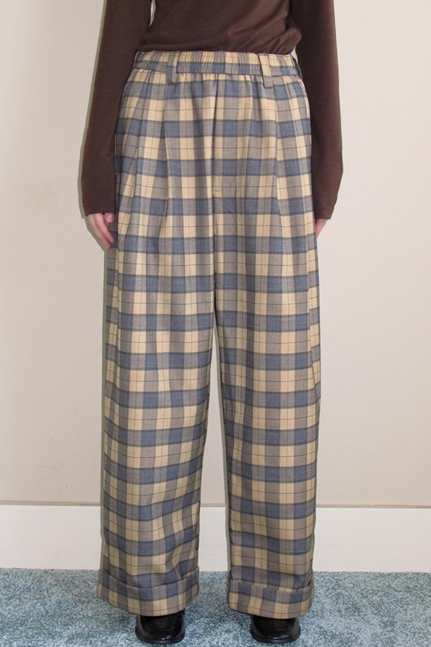 British Plaid Loose Trousers