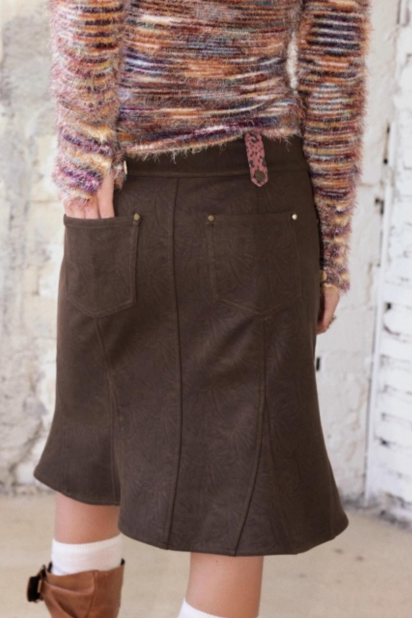 Suede Fishtail Skirt