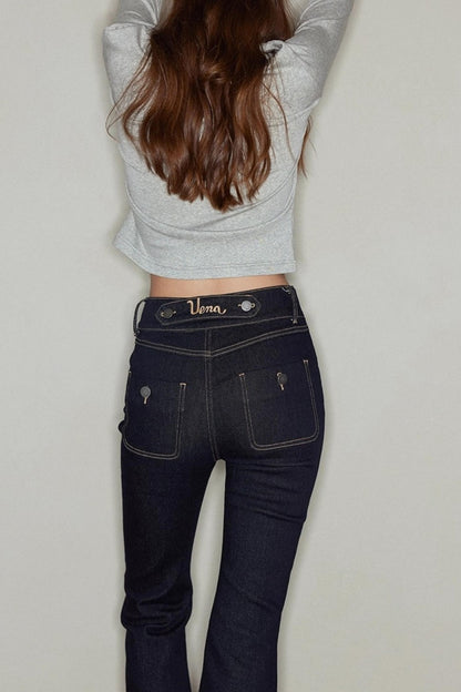 Irregular Topline Slim Bootcut Jeans