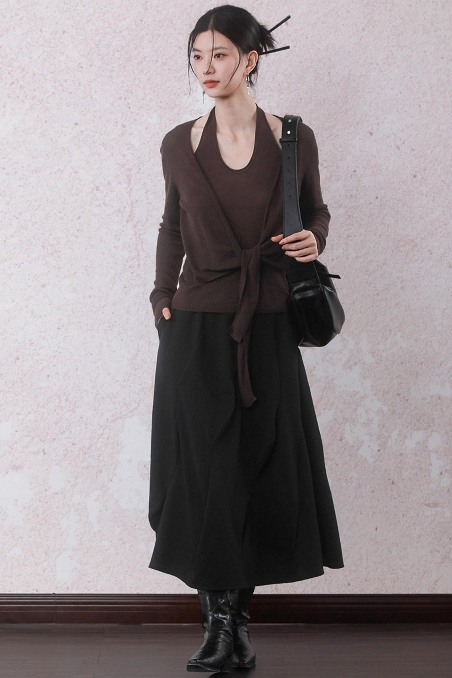 Autumn Mocha Brown Knitted Sweater