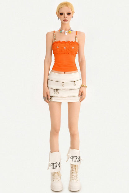 Dopamine Orange Beaded Camisole