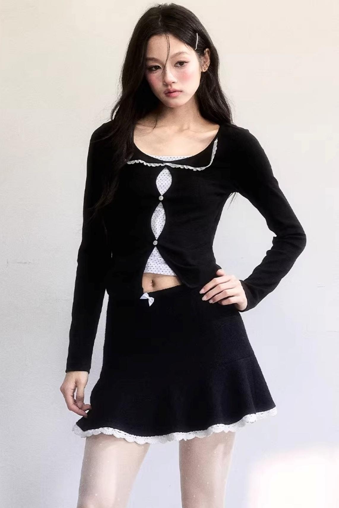 Polka Dot Knit Sweater Set