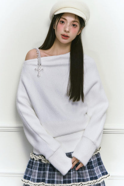White Foaminck Slouch Sweater
