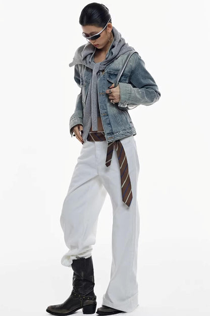 Handgefertigte Jeansjacke mit Silberverzierung