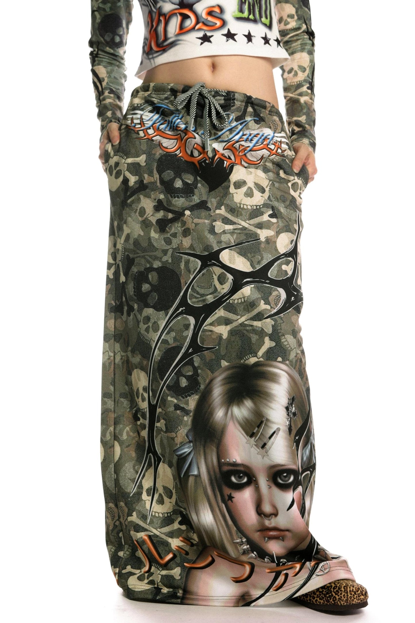 Camouflage Print Sweatshirt Skirt