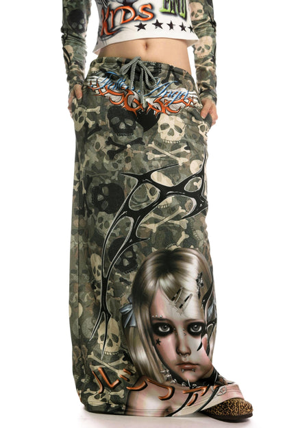 Camouflage Print Sweatshirt Skirt