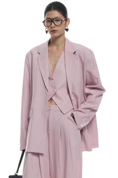 Light Pink Striped Blazer Jacket