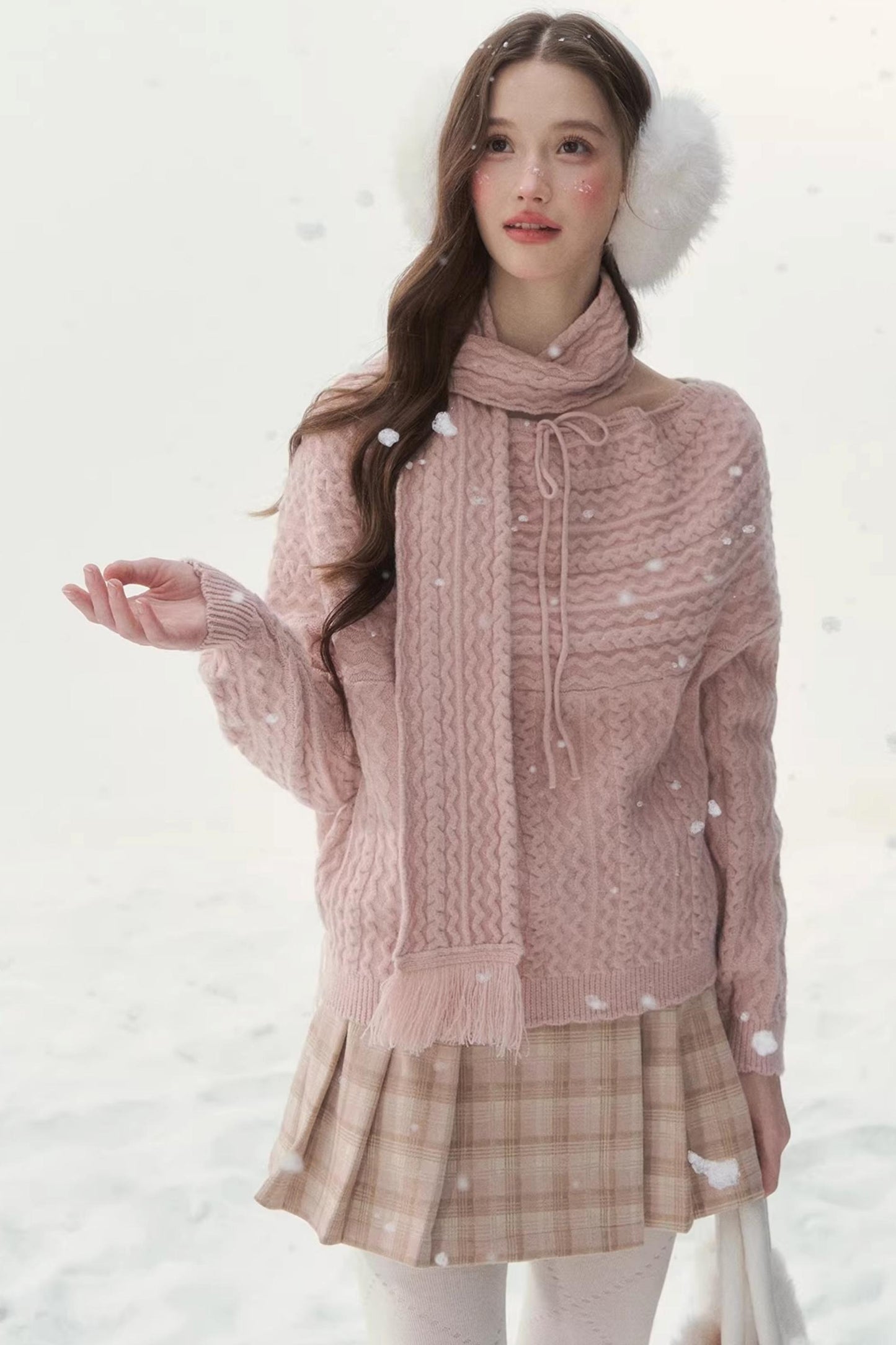 Vintage Off-Shoulder Knit Sweater