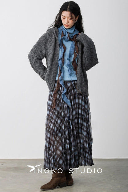 Blue Plaid Gauze Skirt