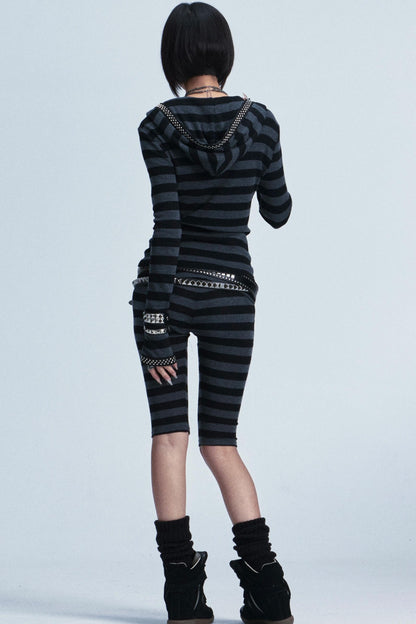 Elastic Striped Fingerless Top Set-Up