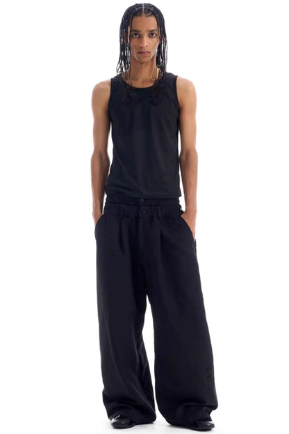 Double-Waist Pleated Pants