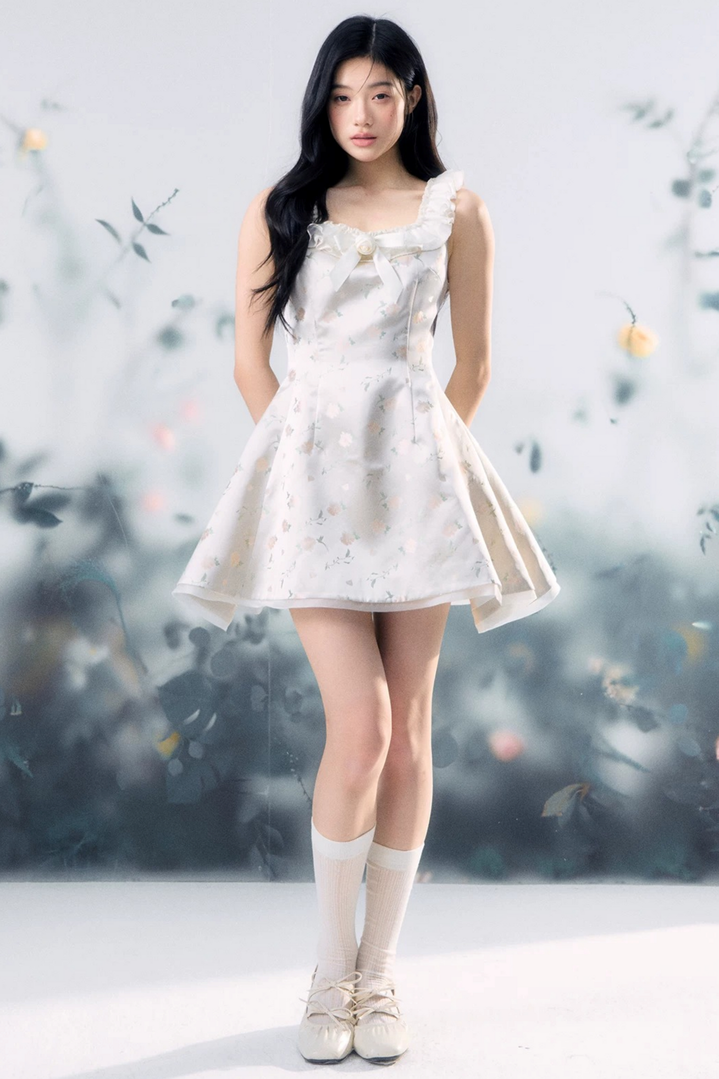 Transparent Rose Jacquard Dress