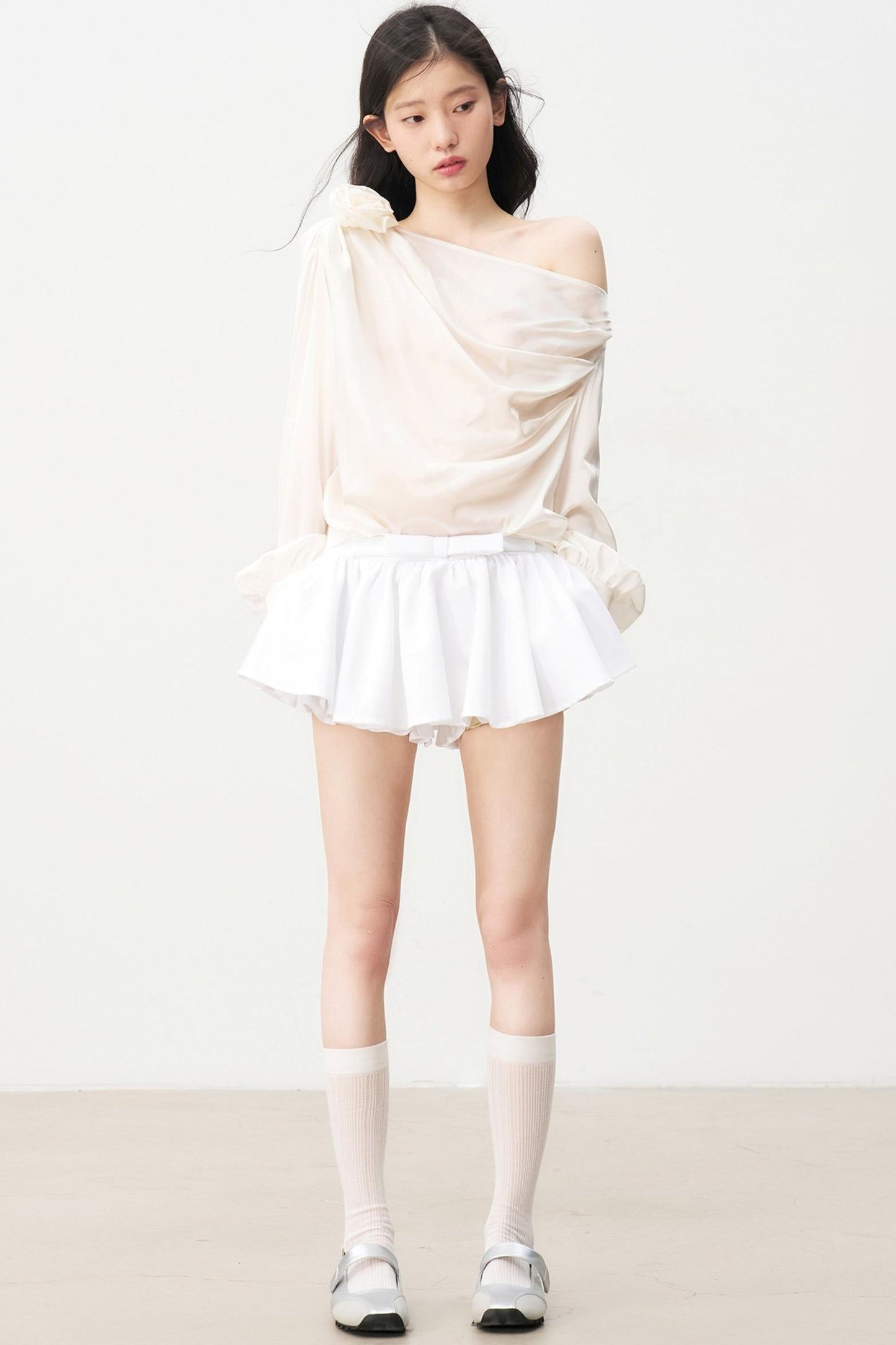 Satin Pleated Mini Skirt