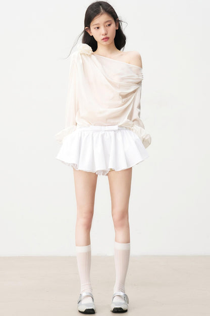 Satin Pleated Mini Skirt