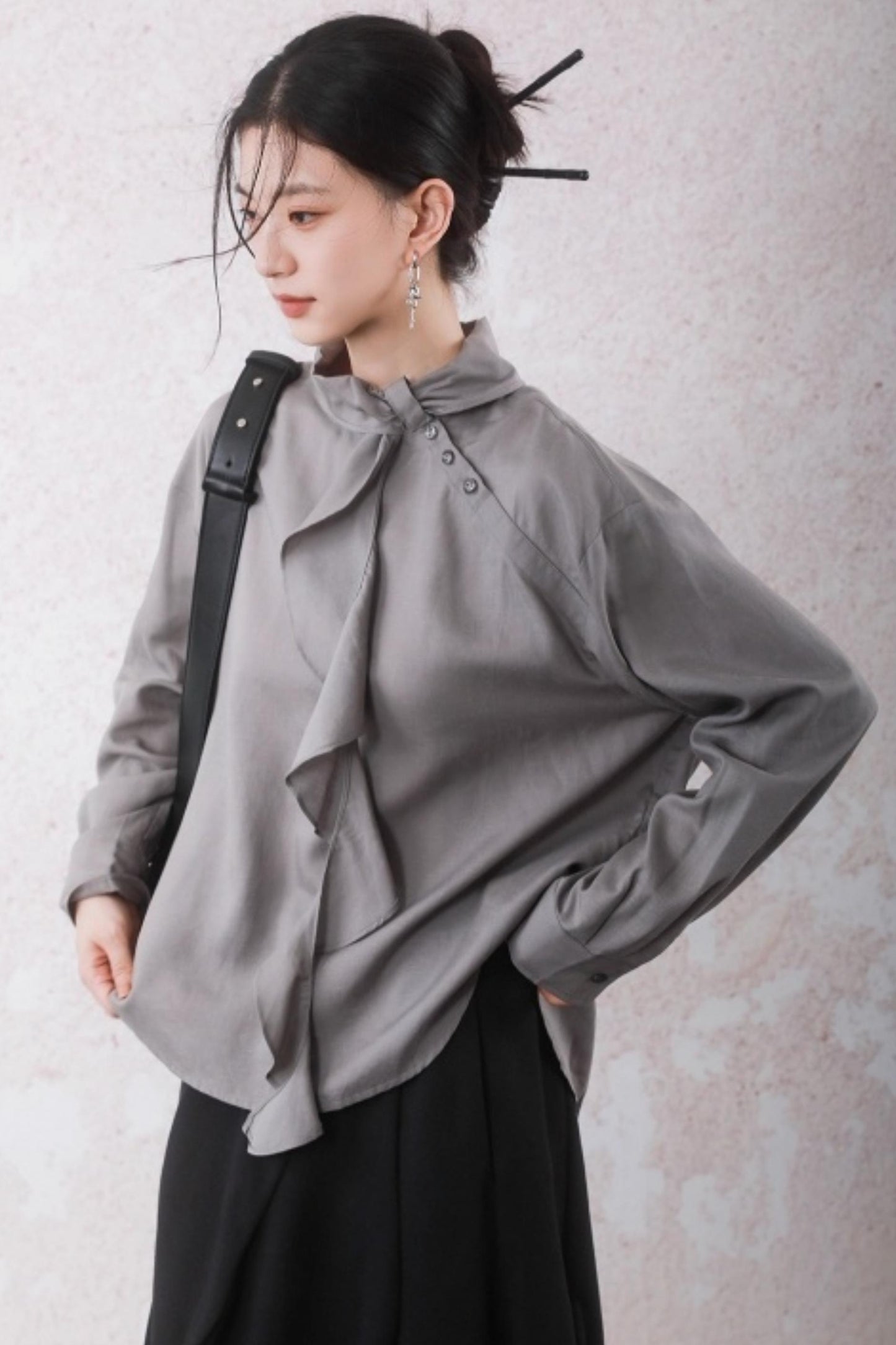 Silk Linen Ruffle Shirt