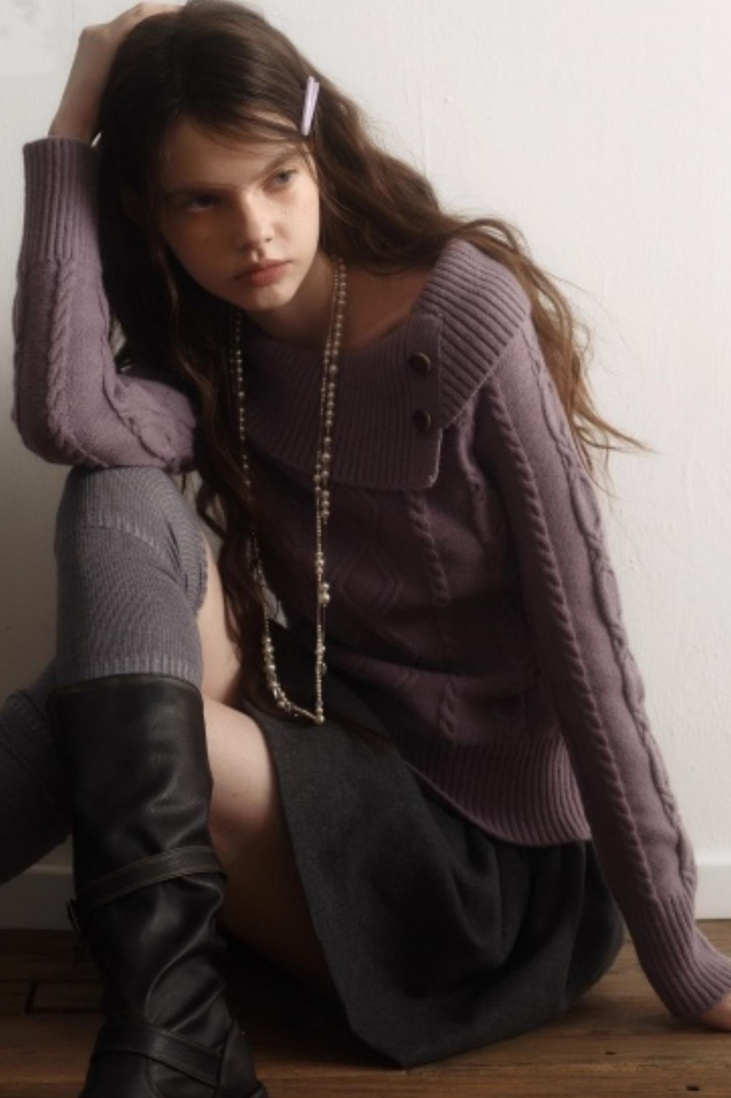 Artist Original Wool Off-Shoulder Sweater