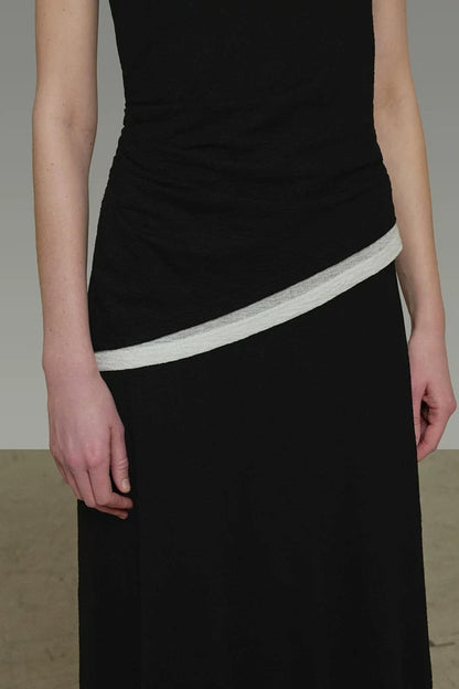 Contrasting Color Knitted Two-Piece Set-Up