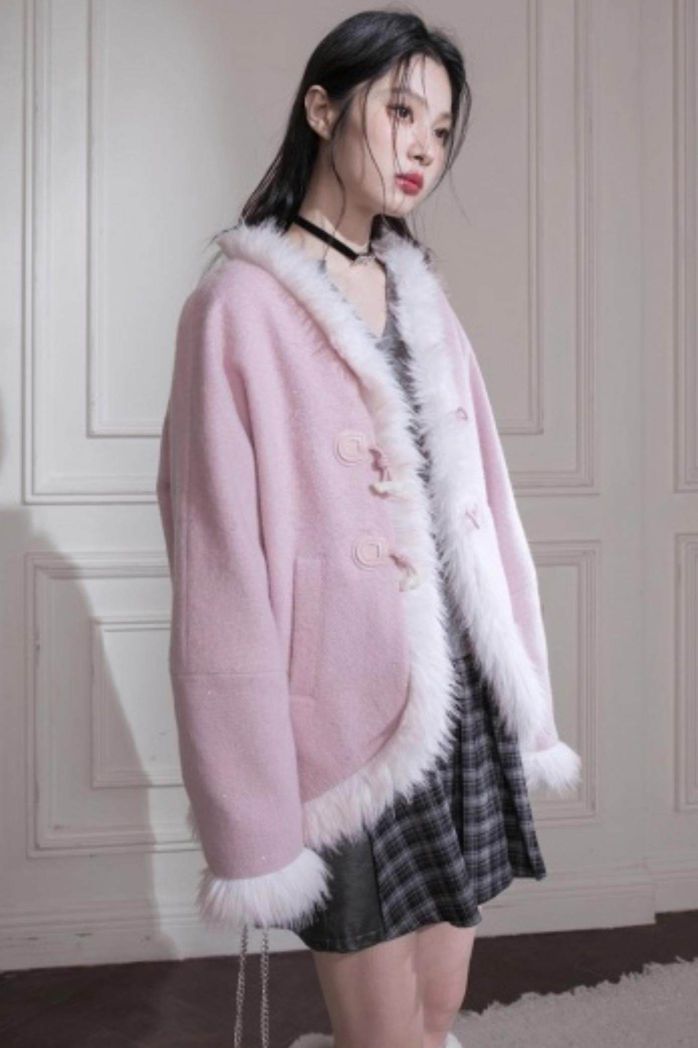 Muse Lover Snow Cherry Wool Coat