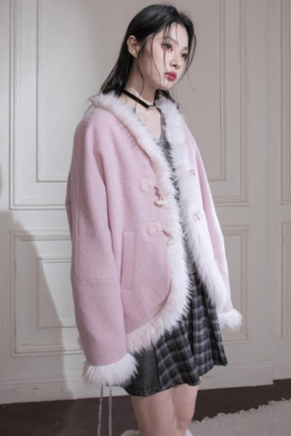 Muse Lover Snow Cherry Wool Coat