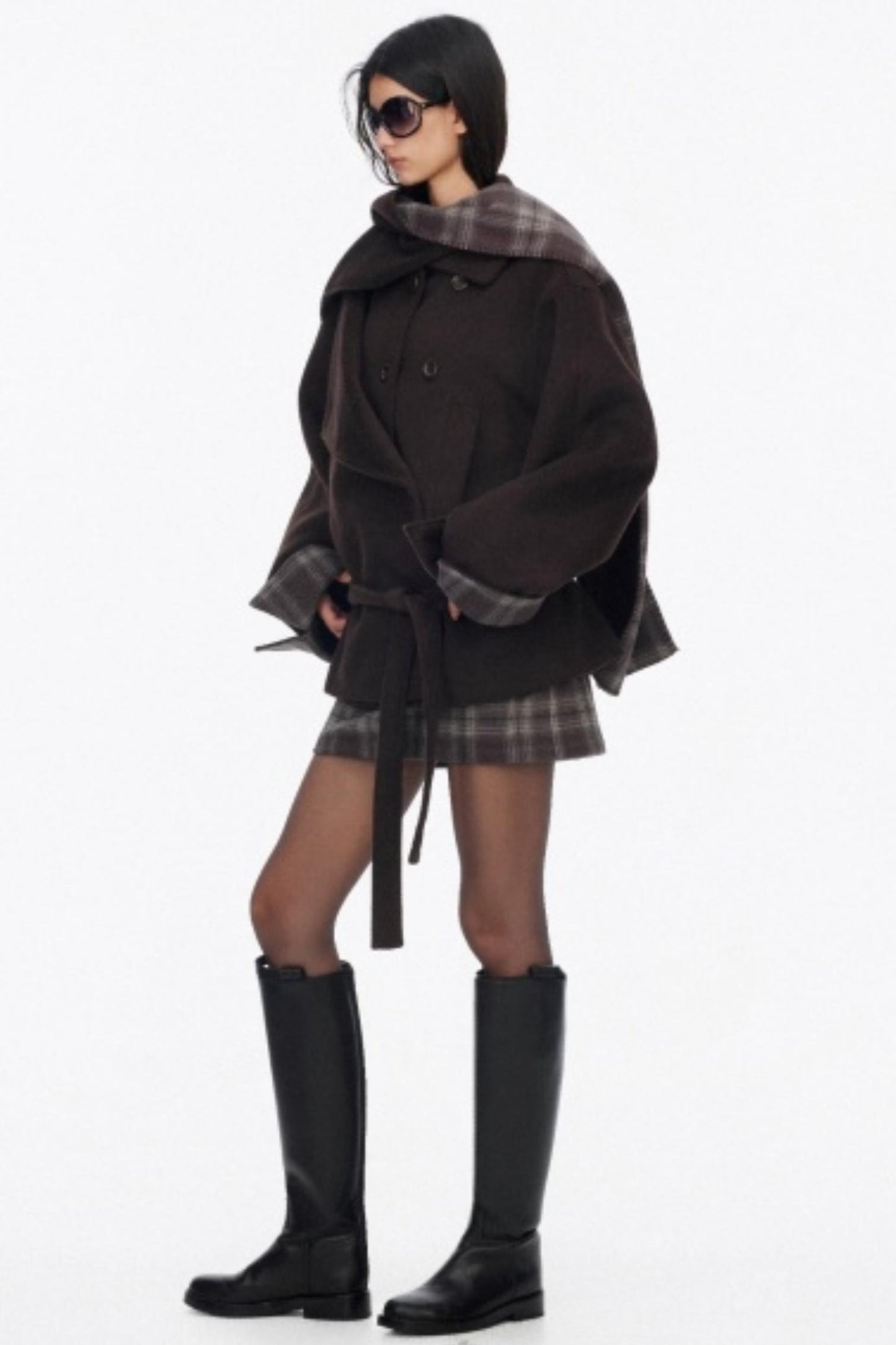 Lapel Asymmetrical Wool Coat Set-Up