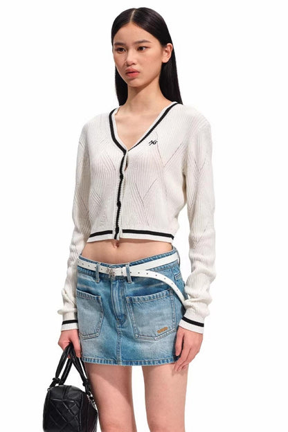 Versailles Wool Argyle Cardigan Top