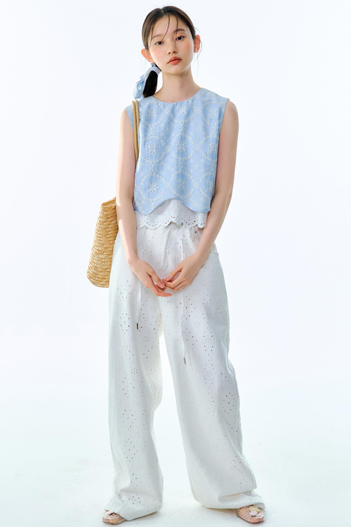 Linen Blend Top & Skirt Set-Up