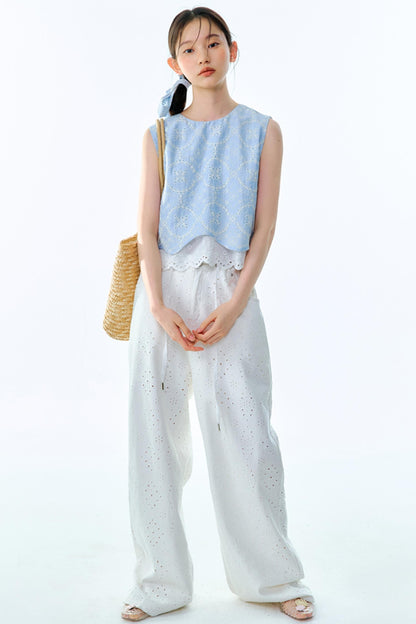 Linen Blend Top & Skirt Set-Up