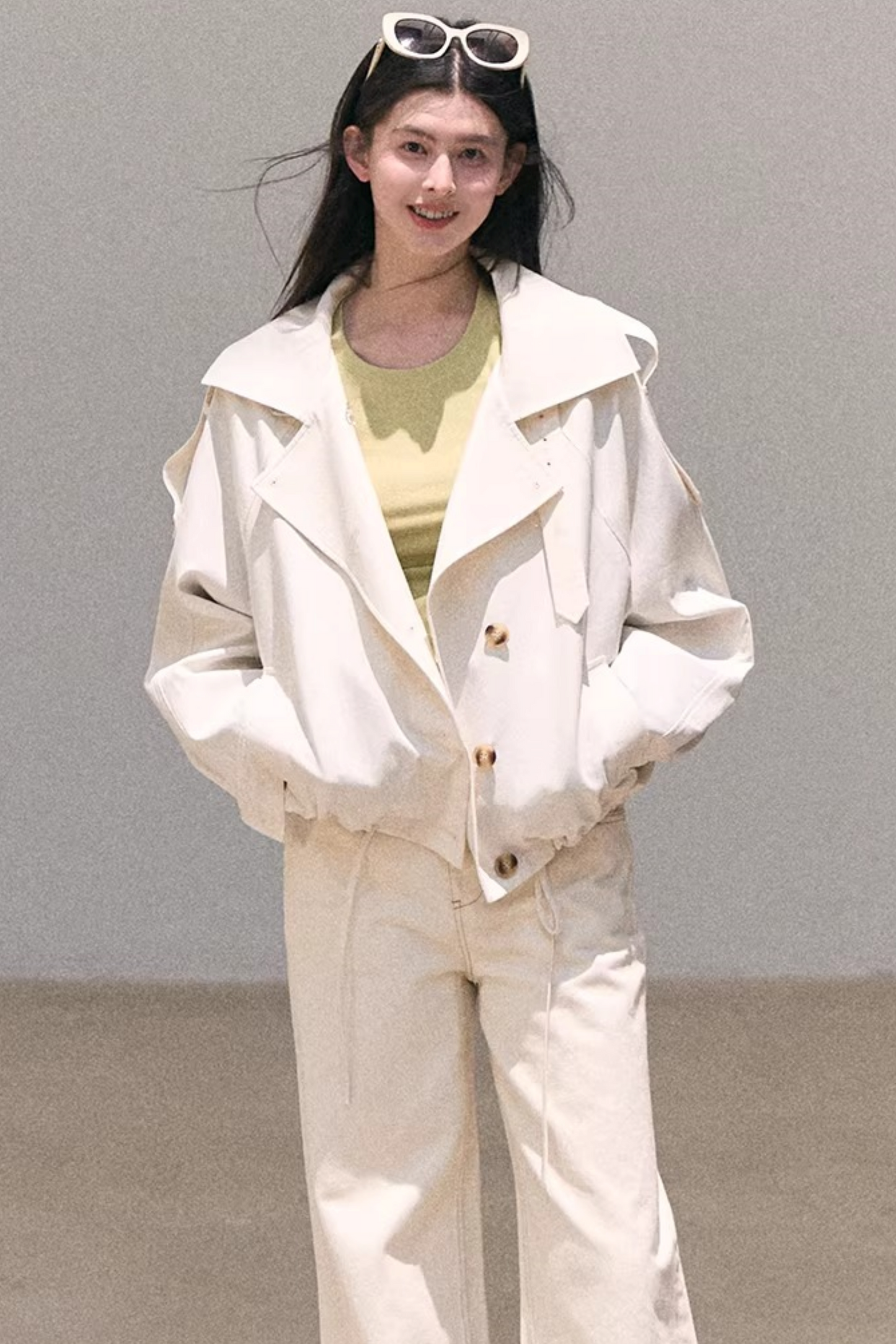 Contrast Embroidered Ruched Top