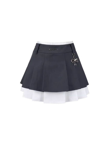 Irregular woven pleated skirt