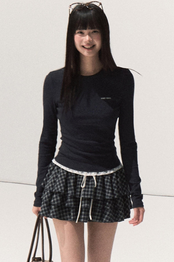 Good Weather Lace Slim Waist Long Sleeve T-Shirt