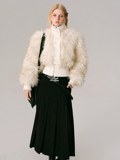 Fur Beach Wool Coat