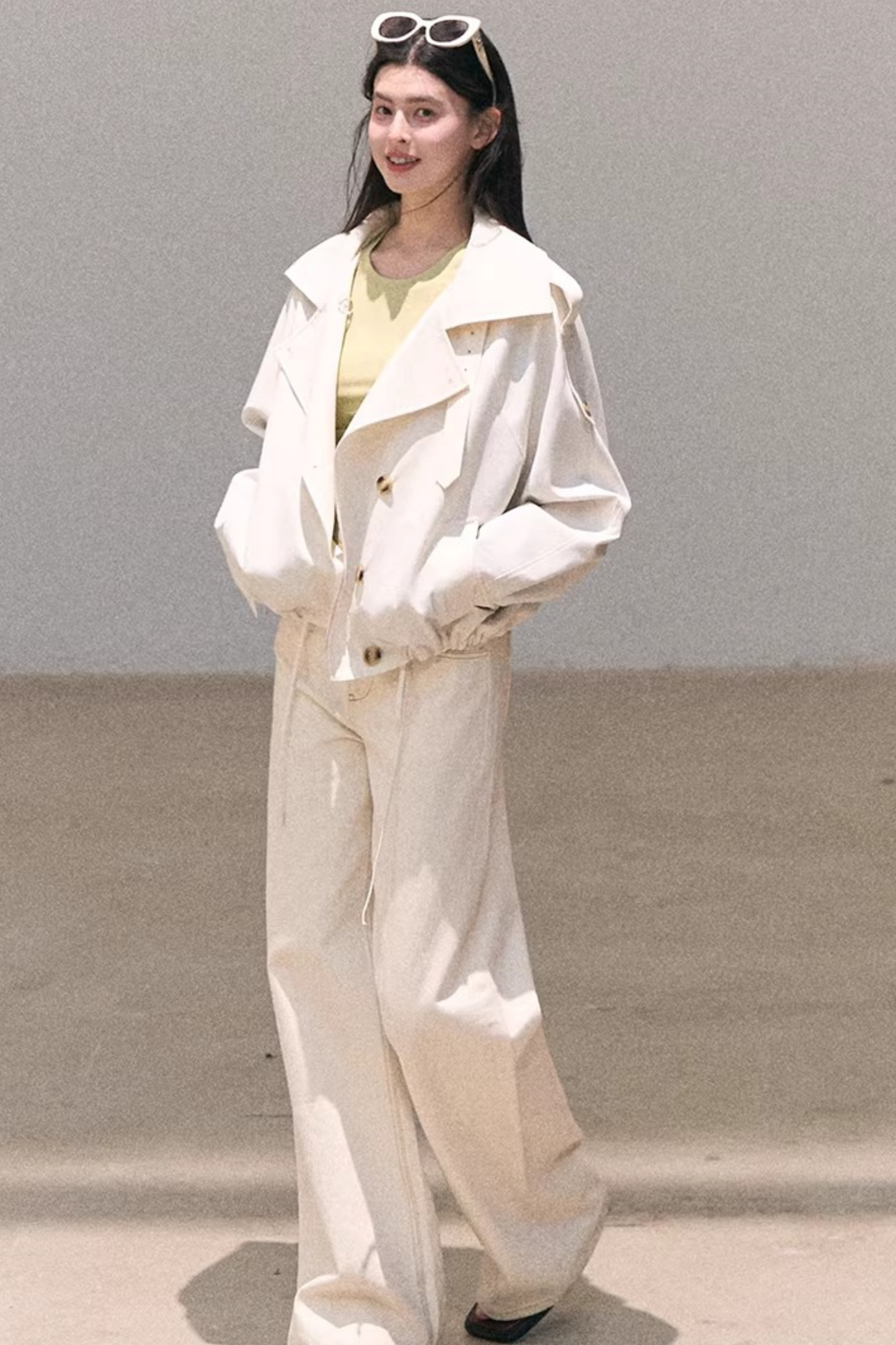 Contrast Embroidered Ruched Top