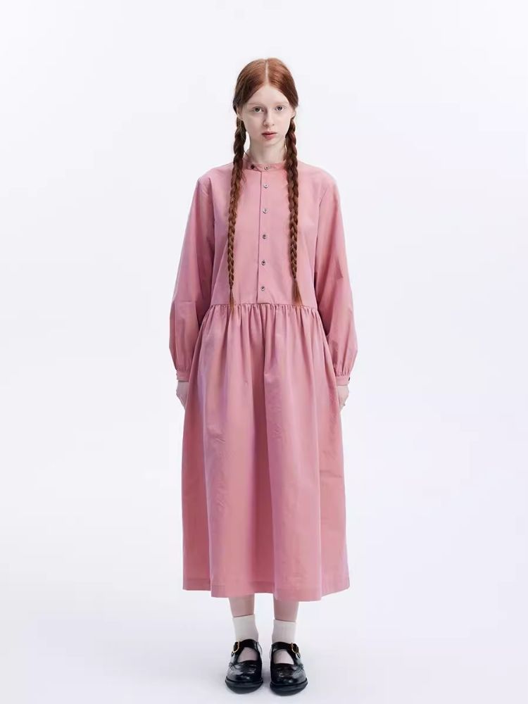 Basic Long Sleeve Literary Dress