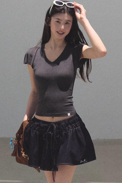 Embroidered Lyocell Puffy A-Line Skirt