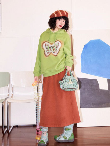 Butterfly-print velvet sweatshirt