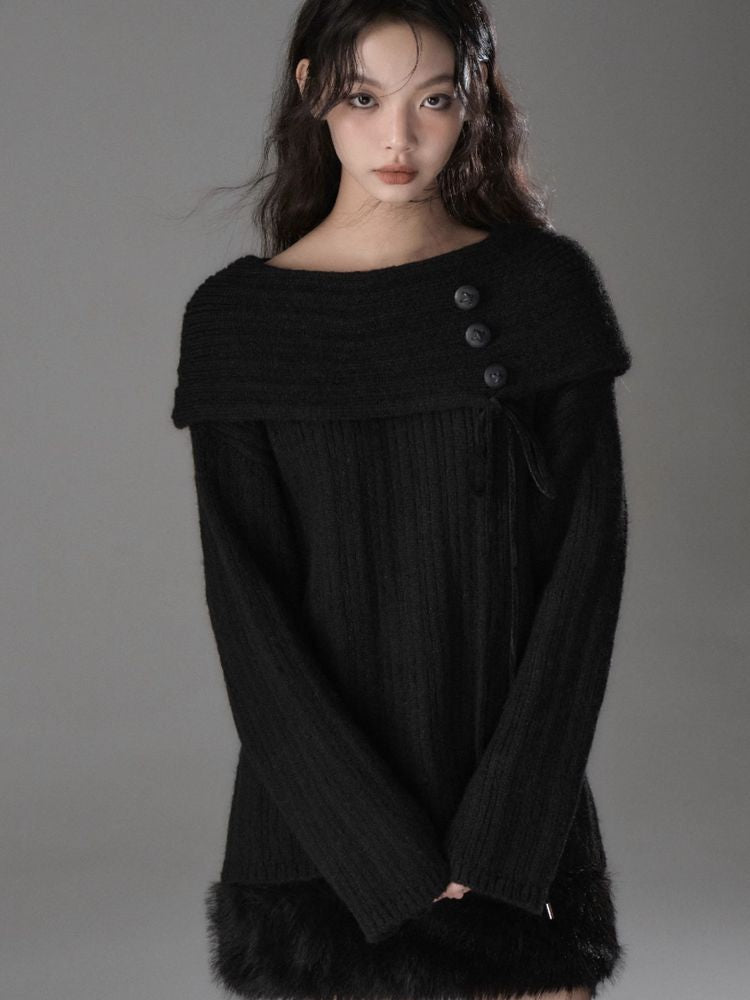 One shoulder design knit