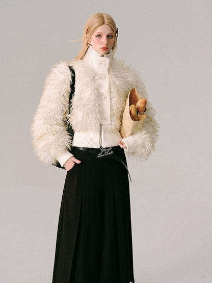 Fur Beach Wool Coat