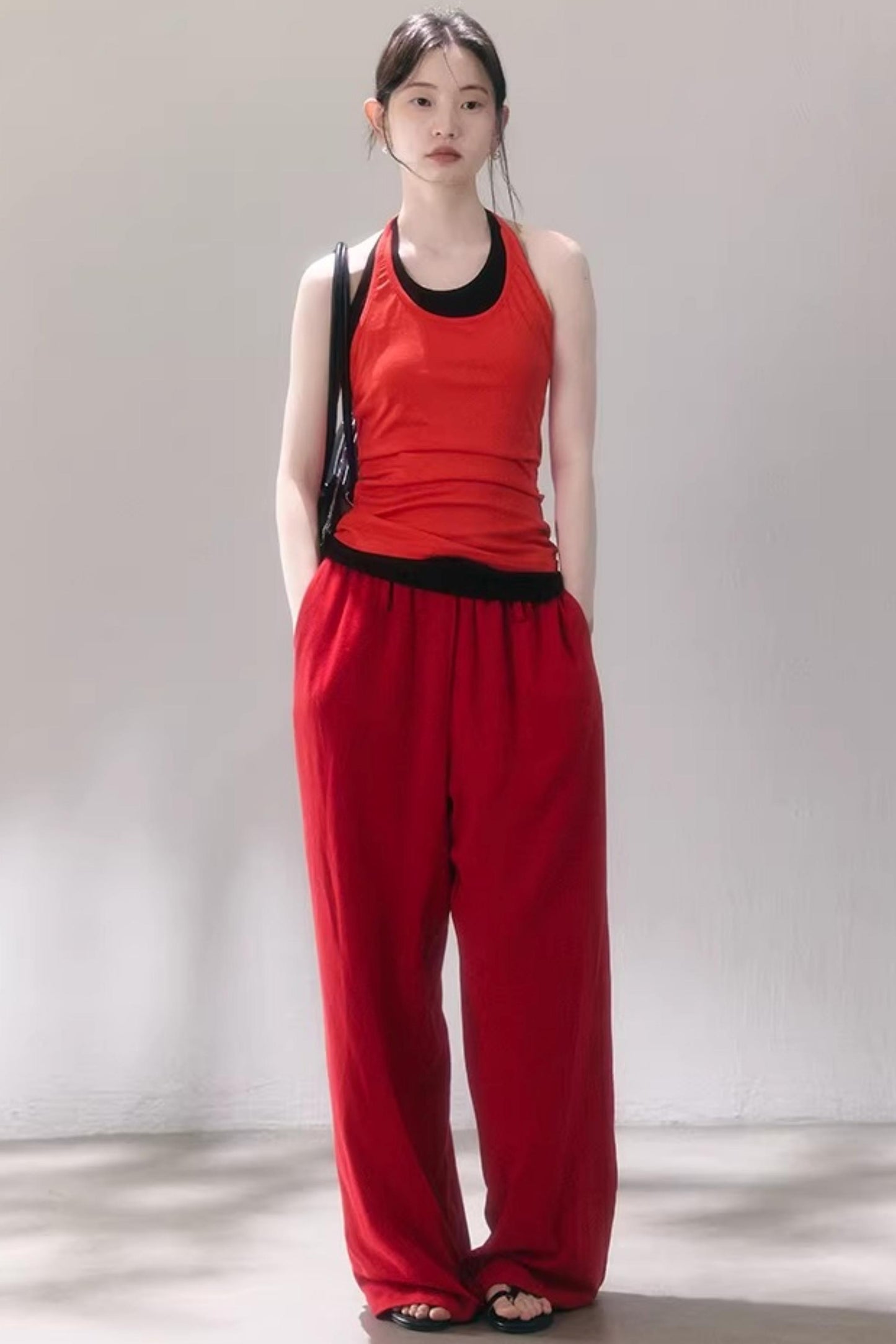 Linen Blend Wide-Leg Pants