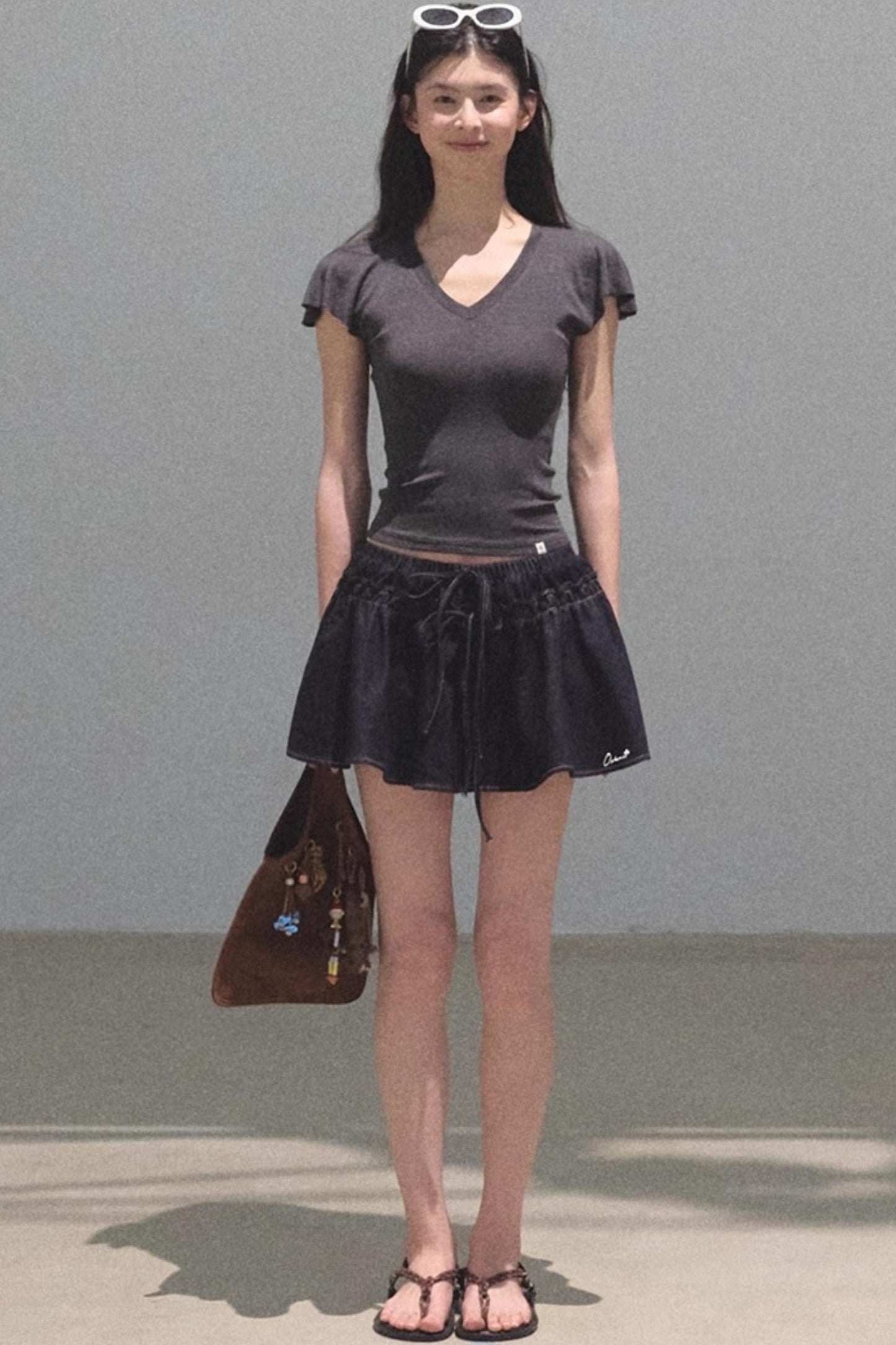 Embroidered Lyocell Puffy A-Line Skirt